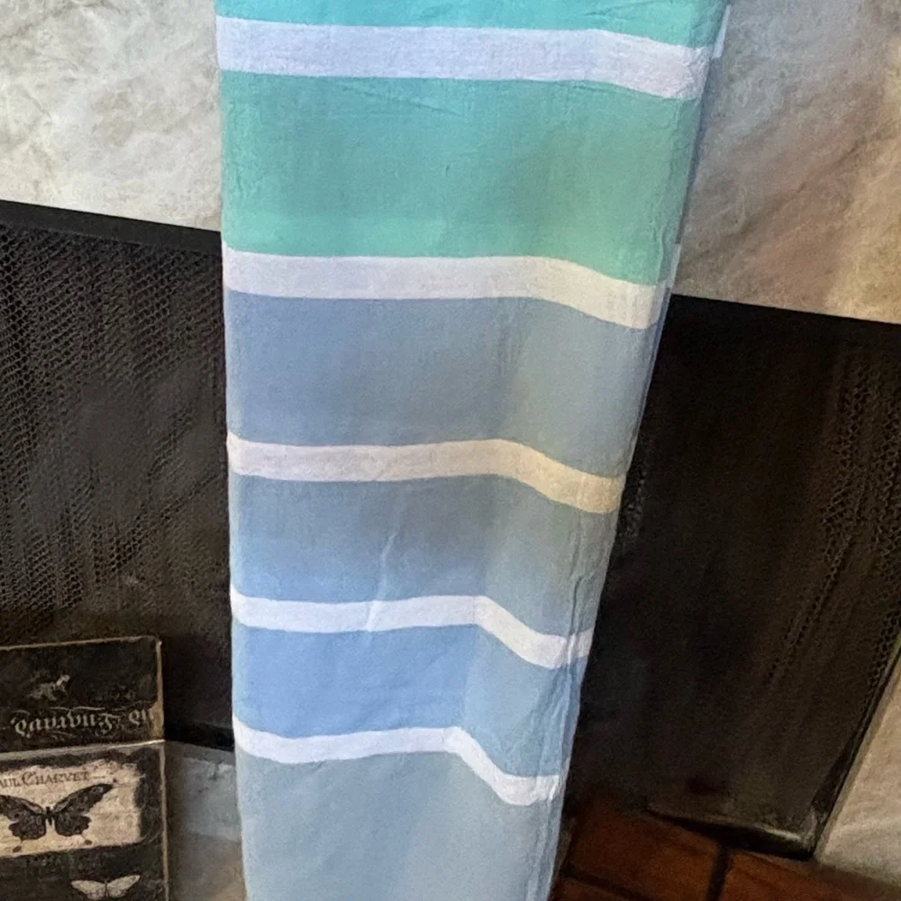 😉 Turkish 100% Organic Cotton Striped Blue and Green Multipurpose Towel